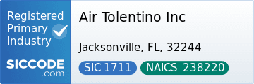 Air Tolentino Inc, SIC Code 1711, NAICS Code 238220