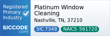 Platinum Window Cleaning, SIC Code 7349, NAICS Code 561720