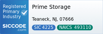 Prime Storage, SIC Code 4225, NAICS Code 493110