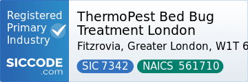 ThermoPest Bed Bug Treatment London, SIC Code 7342, NAICS Code 561710