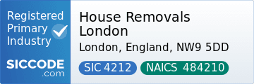 House Removals London, SIC Code 4212, NAICS Code 484210