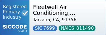 Fleetwell Air Conditioning, Heating, and Plumbing, SIC Code 7699, NAICS Code 811490