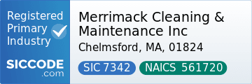 Merrimack Cleaning & Maintenance Inc, SIC Code 7342, NAICS Code 561720