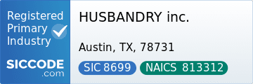 HUSBANDRY inc., SIC Code 8699, NAICS Code 813312