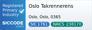 Oslo Takrennerens, SIC Code 1761, NAICS Code 238170
