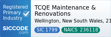 TCQE Maintenance & Renovations, SIC Code 1799, NAICS Code 236118