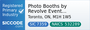 Photo Booths by Revolve Event Services, SIC Code 7359, NAICS Code 532289