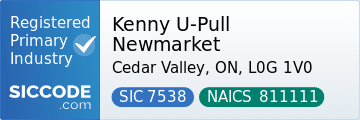 Kenny U-Pull Newmarket, SIC Code 7538, NAICS Code 811111