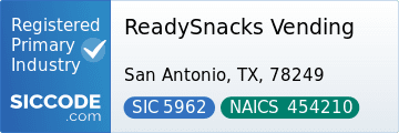 ReadySnacks Vending, SIC Code 5962, NAICS Code 454210
