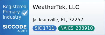 WeatherTek, LLC, SIC Code 1711, NAICS Code 238910