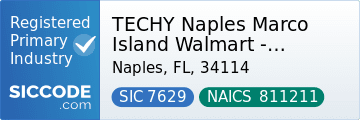 TECHY Naples Marco Island Walmart - Cell Phone and Computer Repair, SIC Code 7629, NAICS Code 811211