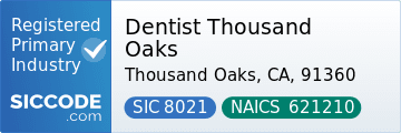 Dentist Thousand Oaks, SIC Code 8021, NAICS Code 621210