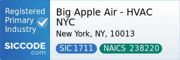 Big Apple Air - Heating & Air Conditioning Services NY, SIC Code 1711, NAICS Code 238220