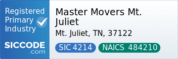 Master Movers Mt. Juliet, SIC Code 4214, NAICS Code 484210