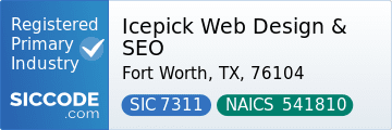 Icepick Web Design & SEO, SIC Code 7311, NAICS Code 541810