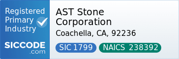 AST Stone Corporation, SIC Code 1799, NAICS Code 238392