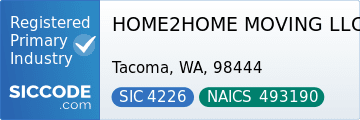 HOME2HOME MOVING LLC, SIC Code 4226, NAICS Code 493190