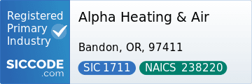 Alpha Heating & Air, SIC Code 1711, NAICS Code 238220