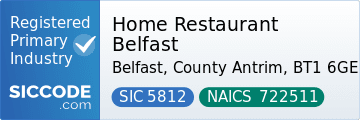 Home Restaurant Belfast, SIC Code 5812, NAICS Code 722511