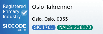 Oslo Takrenner, SIC Code 1761, NAICS Code 238170