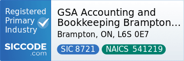 GSA Accounting and Bookkeeping Brampton Accounting Firm, SIC Code 8721, NAICS Code 541219