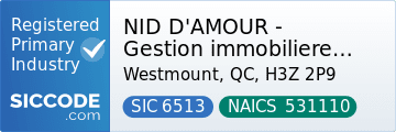 NID D'AMOUR - Gestion immobiliere et location de logements luxueux, SIC Code 6513, NAICS Code 531110