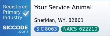 Your Service Animal, SIC Code 8063, NAICS Code 622210