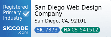 San Diego Web Design Company, SIC Code 7373, NAICS Code 541512