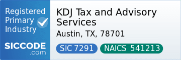 KDJ Tax and Advisory Services, SIC Code 7291, NAICS Code 541213