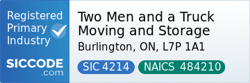 Two Men and a Truck Moving and Storage, SIC Code 4214, NAICS Code 484210