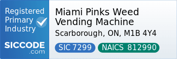 Miami Pinks Weed Vending Machine, SIC Code 7299, NAICS Code 812990
