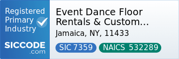 Event Dance Floor Rentals & Custom Wrap, SIC Code 7359, NAICS Code 532289