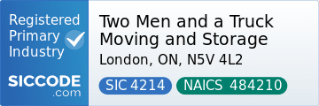 Two Men and a Truck Moving and Storage, SIC Code 4214, NAICS Code 484210