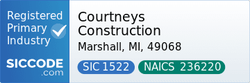 Courtneys Construction, SIC Code 1522, NAICS Code 236220