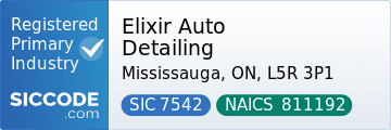 Elixir Auto Detailing, SIC Code 7542, NAICS Code 811192