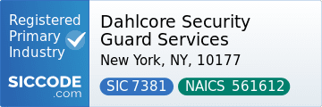 Dahlcore Security Guard Services, SIC Code 7381, NAICS Code 561612