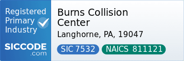 Burns Collision Center, SIC Code 7532, NAICS Code 811121