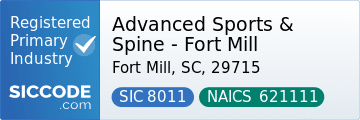 Advanced Sports & Spine - Fort Mill, SIC Code 8011, NAICS Code 621111