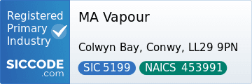 MA Vapour, SIC Code 5199, NAICS Code 453991