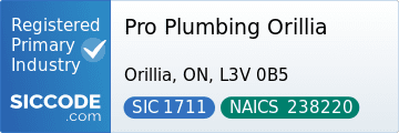 Pro Plumbing Orillia, SIC Code 1711, NAICS Code 238220