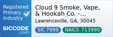 Cloud 9 Smoke, Vape, & Hookah Co. - Grayson, SIC Code 7999, NAICS Code 713990