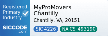 MyProMovers Chantilly, SIC Code 4226, NAICS Code 493190
