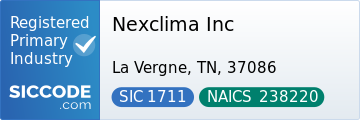 Nexclima Inc, SIC Code 1711, NAICS Code 238220