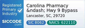 Carolina Pharmacy – Hwy 9 Bypass, SIC Code 8062, NAICS Code 622110