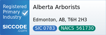Alberta Arborists, SIC Code 0783, NAICS Code 561730