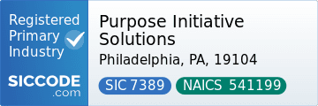 Purpose Initiative Solutions, SIC Code 7389, NAICS Code 541199