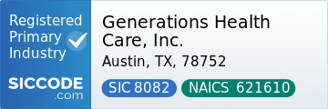 Generations Health Care, Inc., SIC Code 8082, NAICS Code 621610