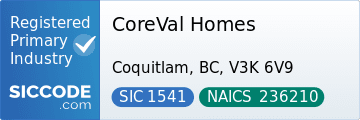 CoreVal Homes, SIC Code 1541, NAICS Code 236210