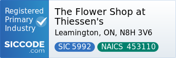 The Flower Shop at Thiessen's, SIC Code 5992, NAICS Code 453110