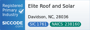 Elite Roof and Solar, SIC Code 1761, NAICS Code 238160